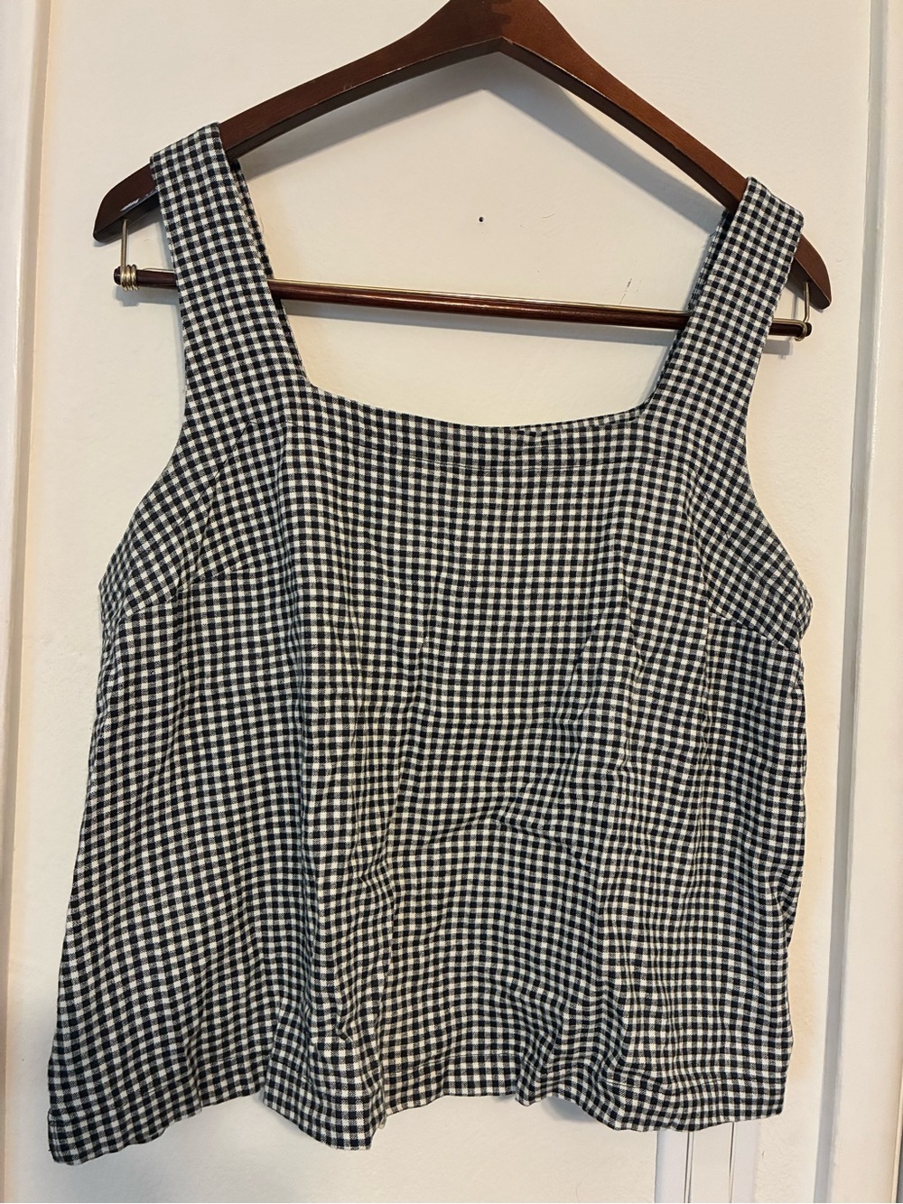 Black and White Gingham Tank Top - Linen blend